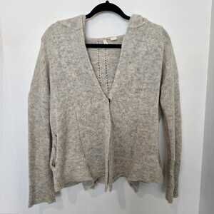 Anthropologie Moth Alpaca Wool Blend Open‑Front Cardigan Sweater L Gray
